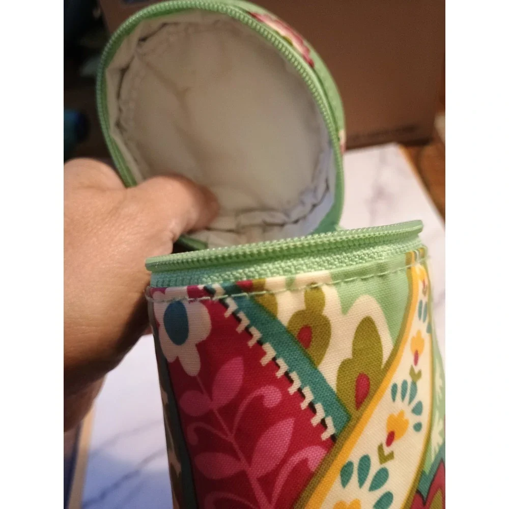 Vera Bradley Water Bottle Caddy Tutti Frutti Design Wristlet Holder Zip‎ Up
